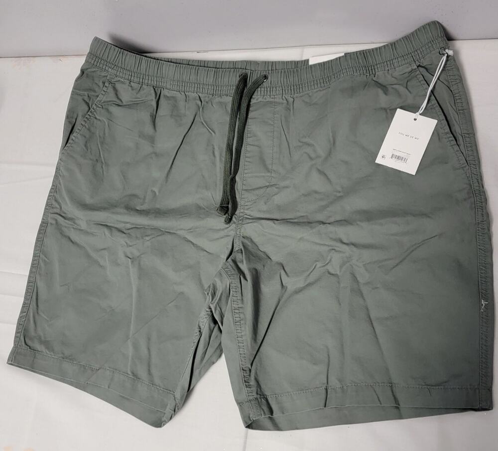Free Assembly Men's Pull-On Shorts Elastic Waist Drawstring Green XS